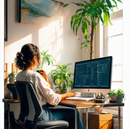 Person analyzing affiliate funnel performance on laptop with strategy board in background.