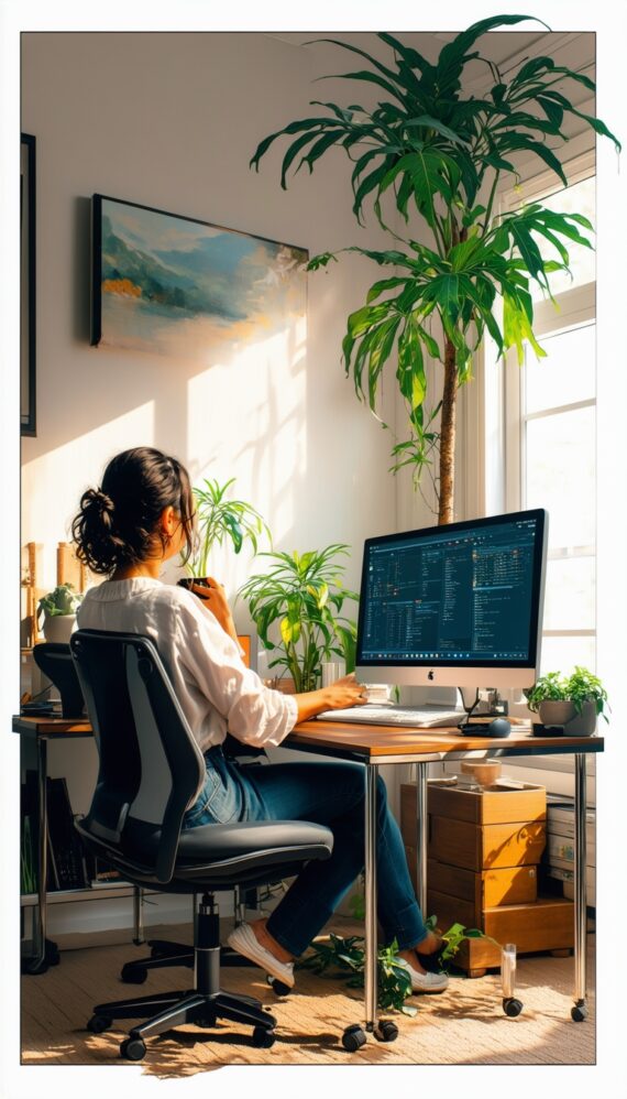 Person analyzing affiliate funnel performance on laptop with strategy board in background.