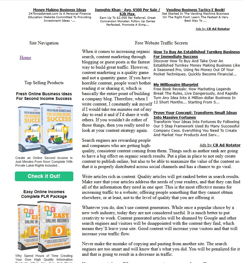 screenshot of my Freemonthlywebsites first published blog