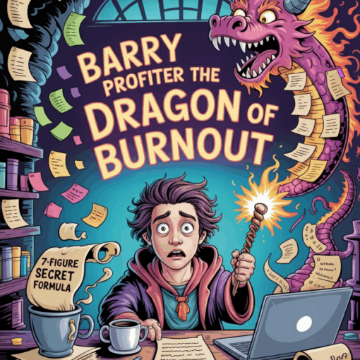 Barry Profiter battles the fiery Dragon of Burnout in a chaotic fantasy office parody full of humour and magical marketing mayhem.