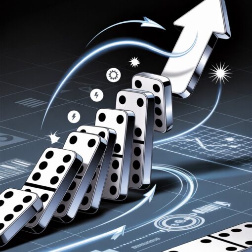 A focused entrepreneur taking the first step on a key task, reviewing progress, and building forward motion — visually representing the MOMENTUM acronym: Move Once, Multiply Every Next Task Until You Maximise Progress.