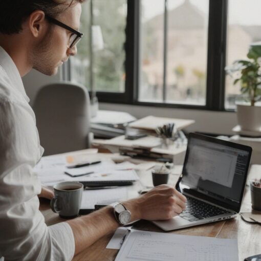A focused entrepreneur taking deliberate action at their workspace, symbolising momentum, productivity, and progress built through meaningful effort.