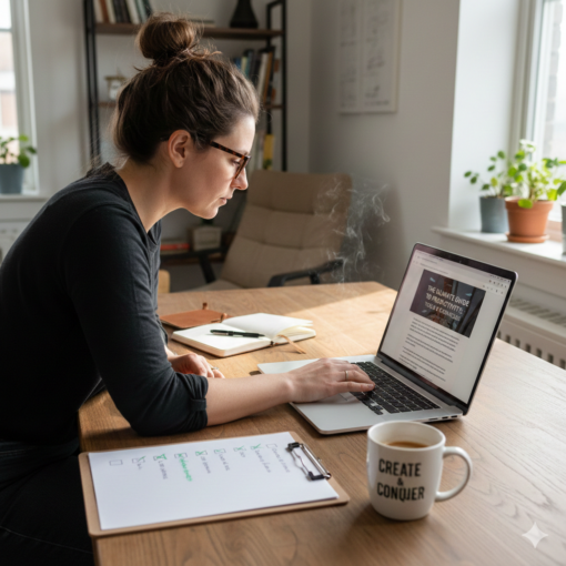 Digital creator producing tangible work on a laptop to build business results
